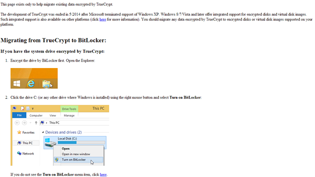 28. kv�tna ve�er se objevila nov� verze TrueCrypt (7.2), star�� verze zmizely. Z�rove� byly v�echny str�nky smaz�ny a z�stalo jen graficky neupraven� varov�n� - "Pou��v�n� TrueCrypt nen� bezpe�n�".