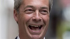 Pedseda Strany nezávislosti Spojeného království (UKIP) Nigel Farage slaví...