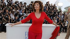 Sophia Lorenová v záí oslaví 80. narozeniny (Cannes, 21. kvtna 2014).
