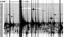 Denní seismogram stanice Kraslice ze soboty 31. kvtna 2014