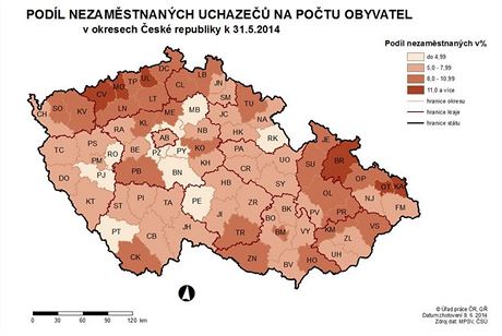 Nezamstnanost v R v kvtnu 2014.