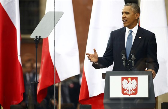 Americký prezident Barack Obama bhem projevu ve Varav (4. ervna 2014)