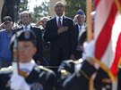 Americký prezident Barack Obama uctil za pítomnosti svého francouzského...