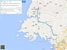 164 kilometr dlouhá cesta z Pchongajgu do Kesongu podle Googlu zabere hodinu a...