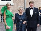 Nizozemská královna Máxima, princezna Beatrix a král Willem-Alexander...