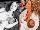 Natalia Vodianová, Gisele Bündchenová a Miranda Kerrová pi kojení