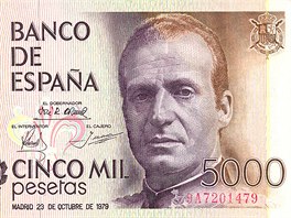 panlská bankovka z roku 1979 s portrétem krále Juana Carlose I.