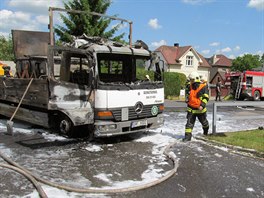 Por nkladnho automobilu u benzinky v Dobichovicch. (6. ervna 2014)