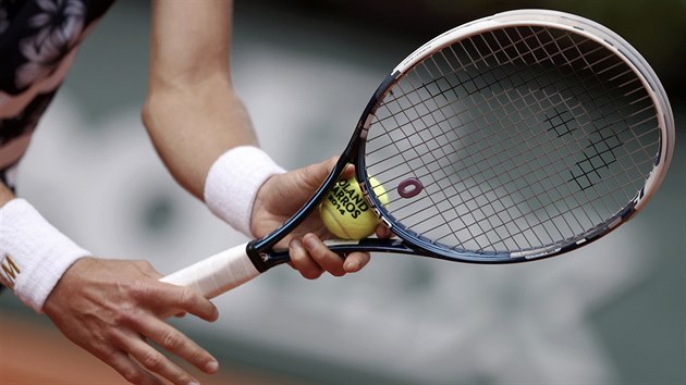 IKOVN RUCE. Detailn zbr ukazuje eskho tenistu Tome Berdycha v 4. kole Roland Garros.