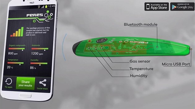 Ty sleduj teplotu, vlhkost a koncentraci tkavch organickch slouenin. Vsledky vpotu pak bezdrtov pen na smartphone i tablet.