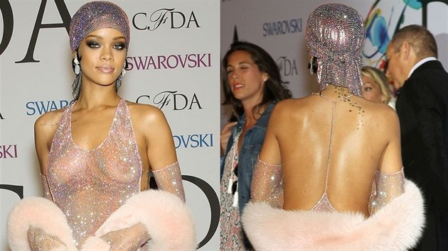 Obleen neobleen Rihanna na cench Rady mdnch nvrh, kter ji ocenila titulem Mdn ikona roku.