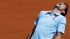 Srbský tenista Novak Djokovi se roziluje v semifinále Roland Garros.