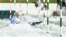 Závodní trať mistrovství Evropy ve vodním slalomu ve Vídni, kterou stavěl
