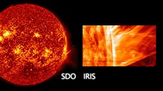 Slunení erupce zachycené systémy SDO a IRIS agentury NASA.