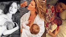 Natalia Vodianová, Gisele Bündchenová a Miranda Kerrová pi kojení