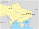 Mapa Ukrajiny Kramatorsk Slavjansk Luhansk Kyjev