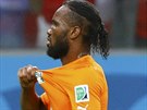 MILUJU SVOU ZEMI Didier Drogba po zápase s Japonskem ukazuje na dres znak své...