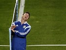 Argentinský fotbalista Lionel Messi se smje bhem tréninku.