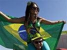Braziltí fanouci ped zahájením mistrovství svta ve fotbale.