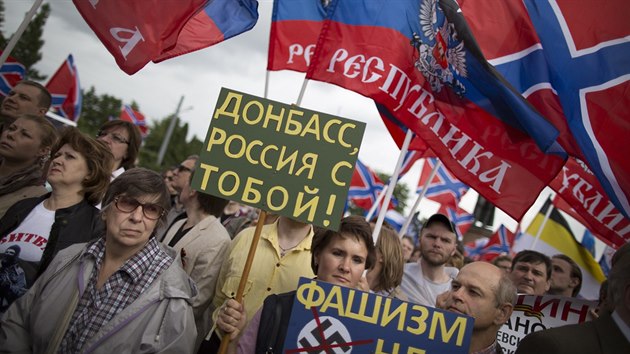 Demonstrace na podporu donckch separatist v Moskv (10. ervna 2014)