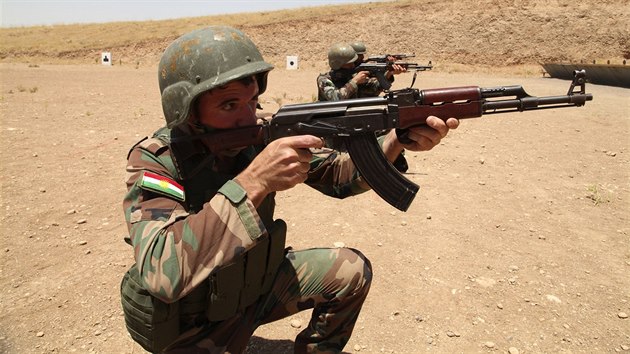 Vcvik pemerg v hlavnm mst autonomnho Kurdistnu Irblu (Irk, 17. ervna 2014)