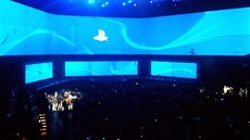 Tisková konference Sony v Los Angeles v roce 2014 probíhala ve stejných...