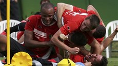 Dobrá nálada na konci tréninku Belgi�an� p�ed úvodním zápasem na mistrovství...