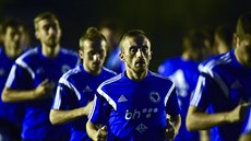 Avdija Vrajevi (v popedí) na tréninku bosenské reprezentace.