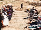 Snímky, které islamisté zveejnili 14. ervna, ukazují zajatce bhem popravy.