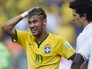Brazilský útoník Neymar bhem osmifinále mistrovství svta