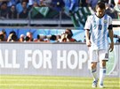 NEJDE TO. Argentinskému kanonýrovi Lionelovi Messimu se proti Íránu nedailo.