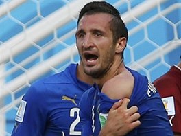 PODÍVEJTE, KOUSL M! Italský obránce Giorgio Chiellini si stuje na...