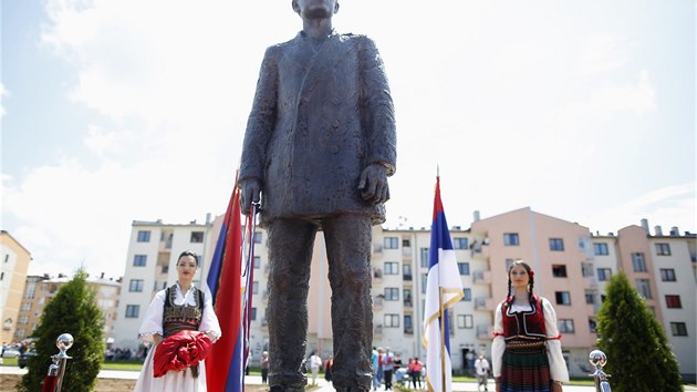 Socha Gavrilo Principa ve vchodnm Sarajevu (28. 6. 2014).