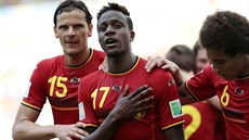 MŮŽETE MI DĚKOVAT. Belgičan Divock Origi slaví svůj gól ze samého závěru, jímž...