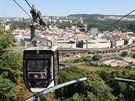 Lanovka v Ústí nad Labem vede z obchodního centra Forum přes železnici a...