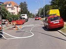 Únik plynu v Mikov ulici v Brn (7. ervence, 2014).