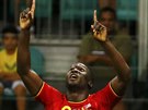 Belgický útoník Romelu Lukaku v osmifinále MS slaví gól Spojeným státm.