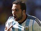 Argentinský útoník Gonzalo Higuaín se raduje z gólu ve tvrtfinále MS proti...