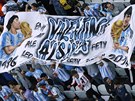 Argentintí fanouci v hlediti arény Corinthians v Sao Paulu v semifinále...