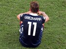 VELKÉ ZKLAMÁNÍ. Mladý fotbalista Antoine Griezmann proíval vyazení Francie...