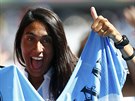 Argentinská fanynka ped osmifinále mistrovství svta