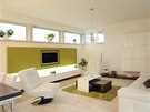 Obývací pokoj psobí lehce a vzdun nejen díky vybavení ve svtlých barvách,
