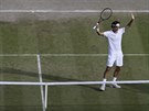 JSEM TAM! výcarský tenista Roger Federer slaví po dvou letech opt postup do...
