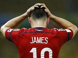 VYAZEN. Kolumbijský útoník James Rodriguez dal svj estý gól na mistrovství...