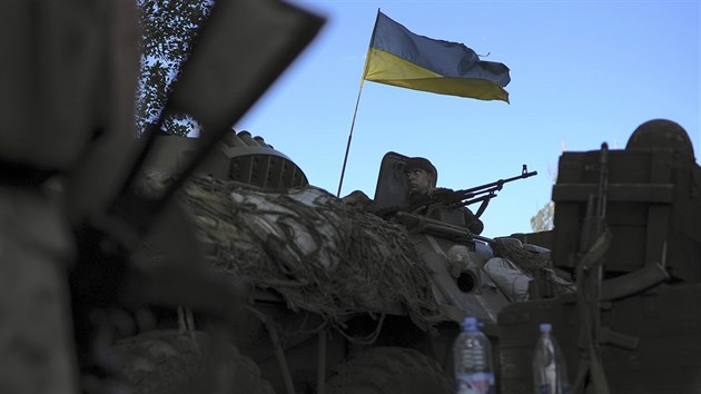 Ukrajintí vojáci nedaleko Slavjansku (3. ervence 2014).