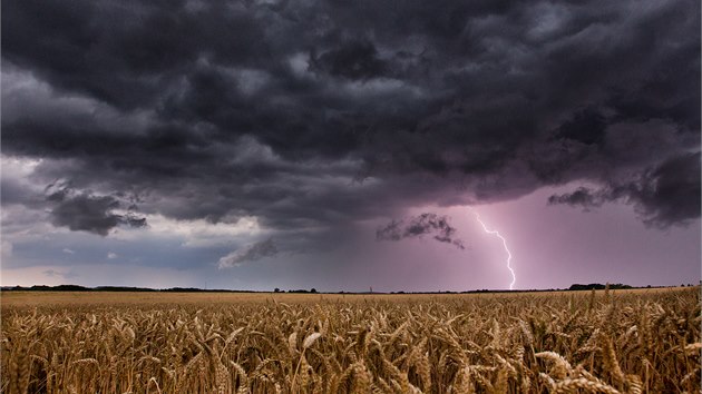 Předpovědi meteorologů se naplnily a v úterý odpoledne zasáhly Česko bouřky doprovázené silným větrem a prudkým deštěm (9. 7. 2014).