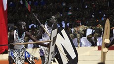 Oslavy tetího výroí nezávislosti Jiního Súdánu v Dub (9. ervence 2014).