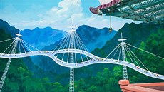 Architektonické návrhy v severokorejské expozici na benátském bienále - most...