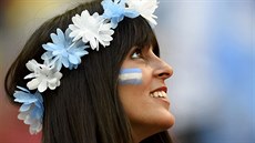 Argentinská fanynka ped trtvfinálovým zápasem na mistrovství svta proti...