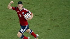 POJME JET. Kolumbijský útoník James Rodríguez oslavuje gól z penalty,...
